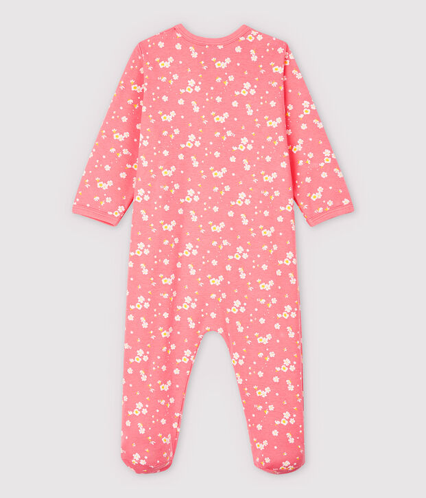 Pijama enterizo de flores de cerezo de algod&oacute;n de beb&eacute; ni&ntilde;a rosa/multicolor