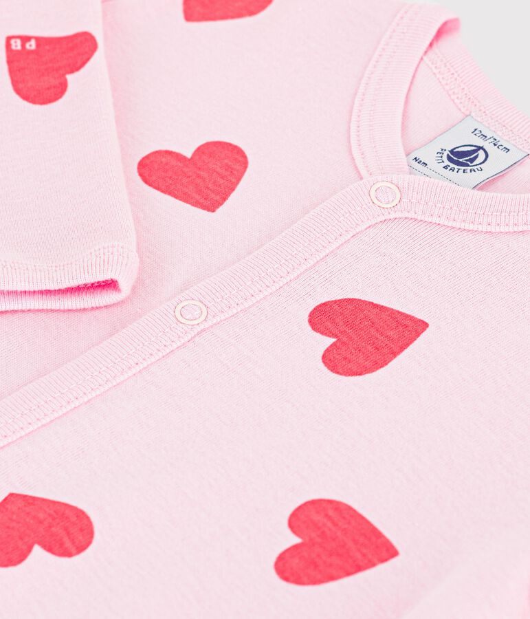 Pijama sin pies de algod&oacute;n con estampado de corazones para beb&eacute; rosa/naranja