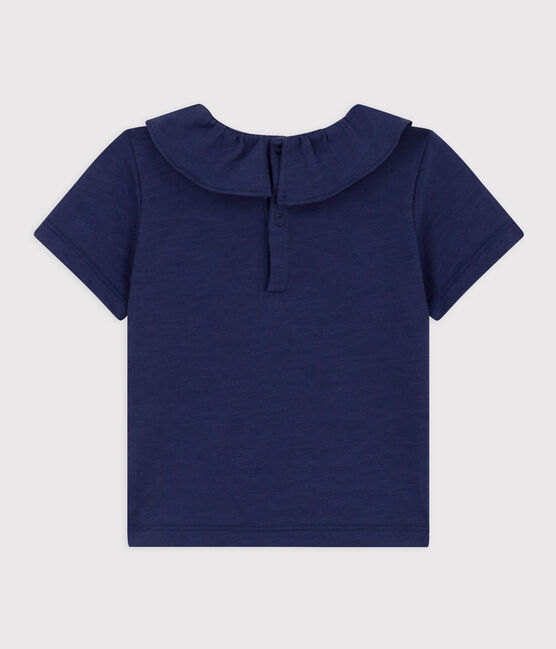 Blusa de punto flameado de manga corta para bebé azul CHALOUPE