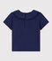 Blusa de punto flameado de manga corta para bebé azul CHALOUPE