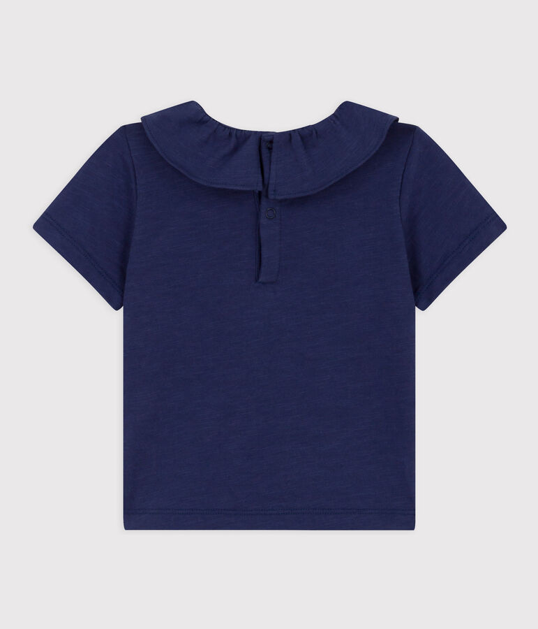 Blusa de punto flameado de manga corta para beb&eacute; azul