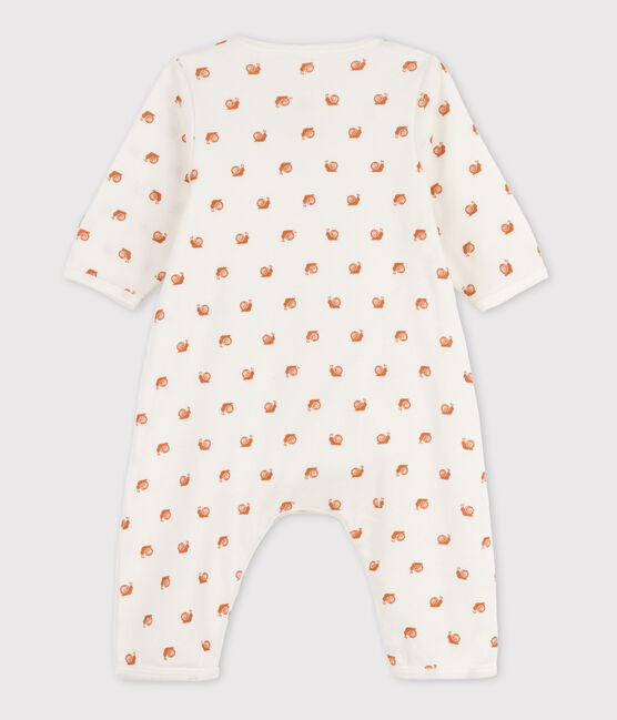 Bodyjama sin pies de algodón estampado para bebé blanco MARSHMALLOW/ ECUREUIL