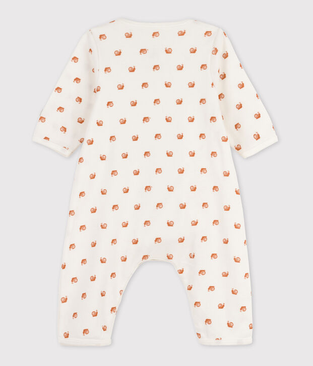 Bodyjama sin pies de algod&oacute;n estampado para beb&eacute; blanco/marron