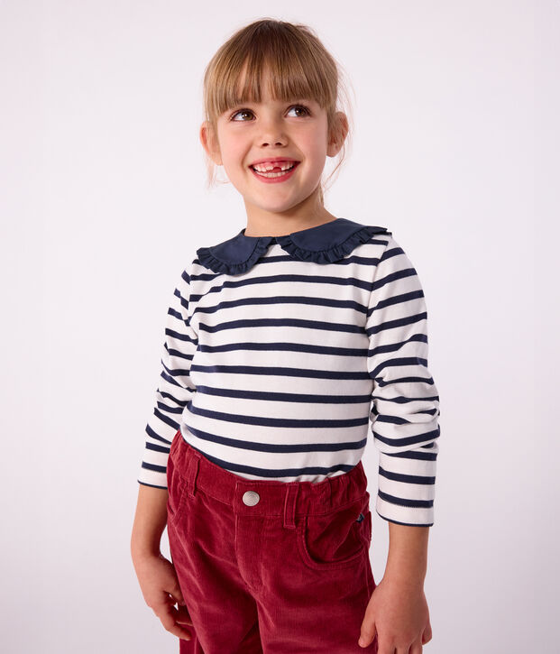 Marinera infantil de algod&oacute;n blanco/azul