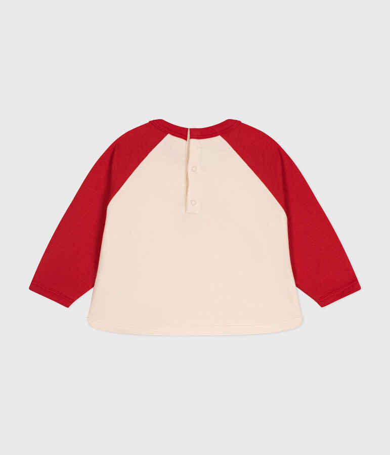 Sudadera de mulet&oacute;n ligero para beb&eacute; crudo/rojo