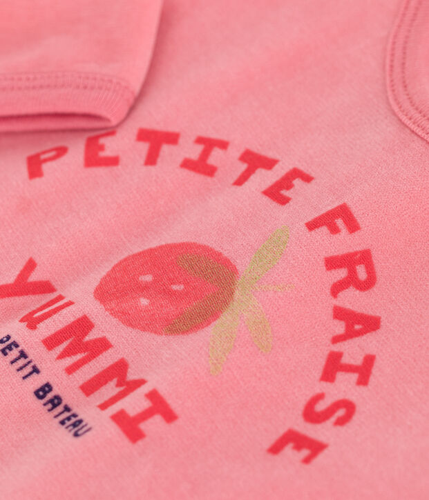 Pijama de terciopelo con abertura trasera para beb&eacute; rosa