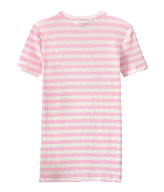Camiseta de mujer en canal&eacute; original de rayas rosa/blanco