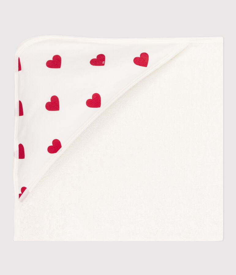 Capa de ba&ntilde;o de algod&oacute;n con corazones blanco MARSHMALLOW/rojo TERKUIT