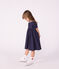Vestido infantil liso de algodón de manga corta azul SMOKING