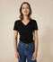 Camiseta Iconique de manga corta de punto liso para mujer negro BLACK