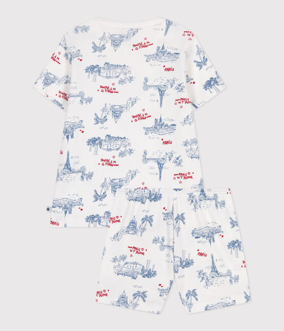 Pijama infantil corto de algodón con estampado de París blanco MARSHMALLOW/blanco MULTICO