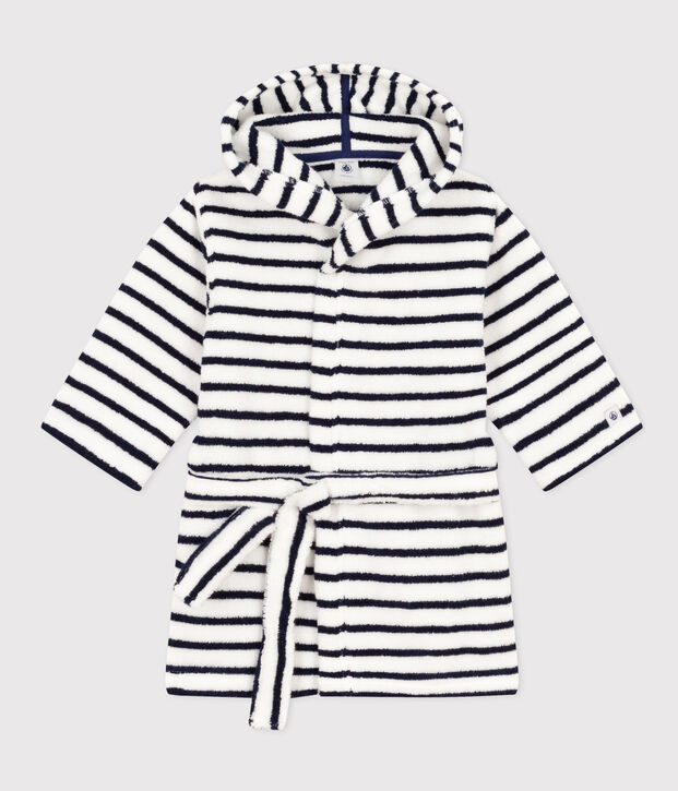 Albornoz milrayas de ni&ntilde;a/ni&ntilde;o de rizo blanco/azul