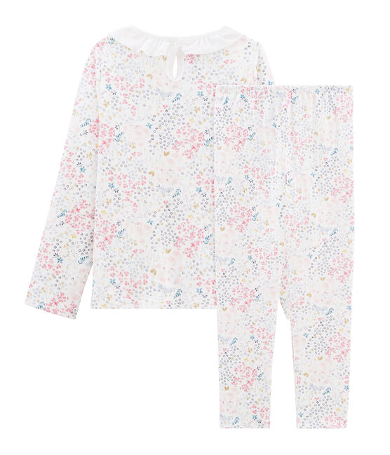 Pijama de tela túbica para niña blanco MARSHMALLOW/blanco MULTICO
