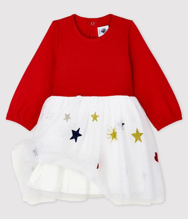 Vestido de manga larga para beb&eacute; ni&ntilde;a rojo/multicolor