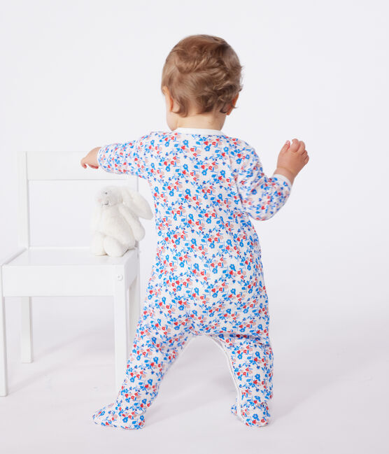Pijama de algodón con flores para bebé blanco MARSHMALLOW/blanco MULTICO