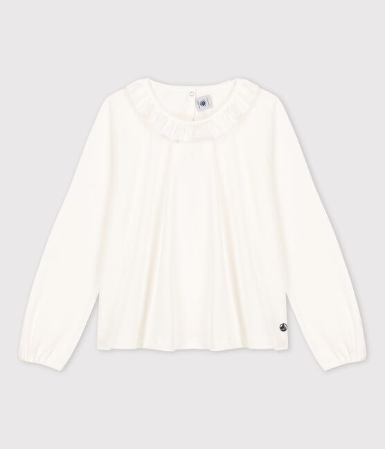 Camiseta de algodón de manga larga para niña blanco MARSHMALLOW