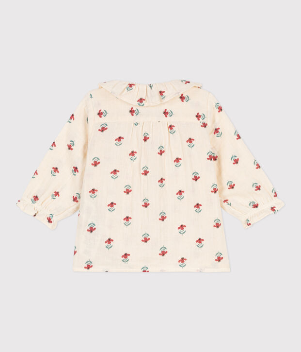 Blusa estampada de gasa de algod&oacute;n para beb&eacute; crudo/multicolor