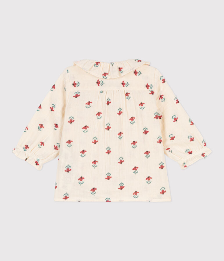 Blusa estampada de gasa de algod&oacute;n para beb&eacute; crudo/multicolor