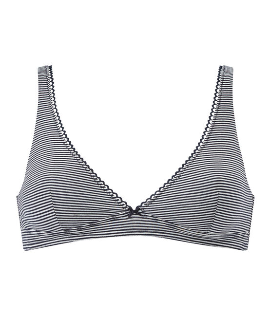 sujetador para mujer en jersey lycra efecto second skin azul ABYSSE/blanco LAIT