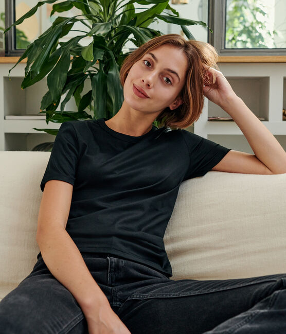 Camiseta de algodón Sea Island para mujer negro NOIR