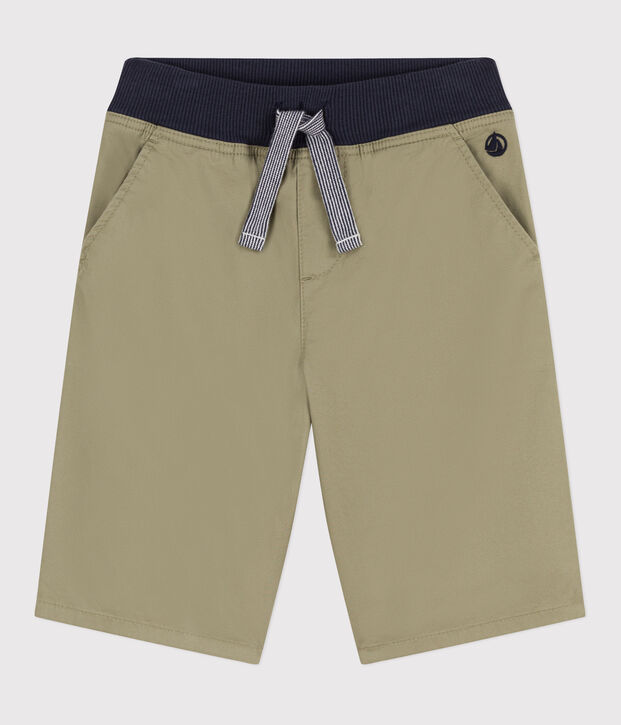 Bermudas de sarga de algod&oacute;n para ni&ntilde;o verde