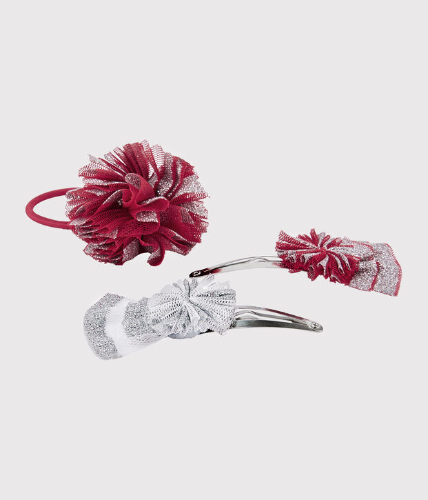 Conjunto de broches y coletero infantiles multicolor