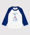 Camiseta de algodón de bebé. blanco MARSHMALLOW/azul MAJOR