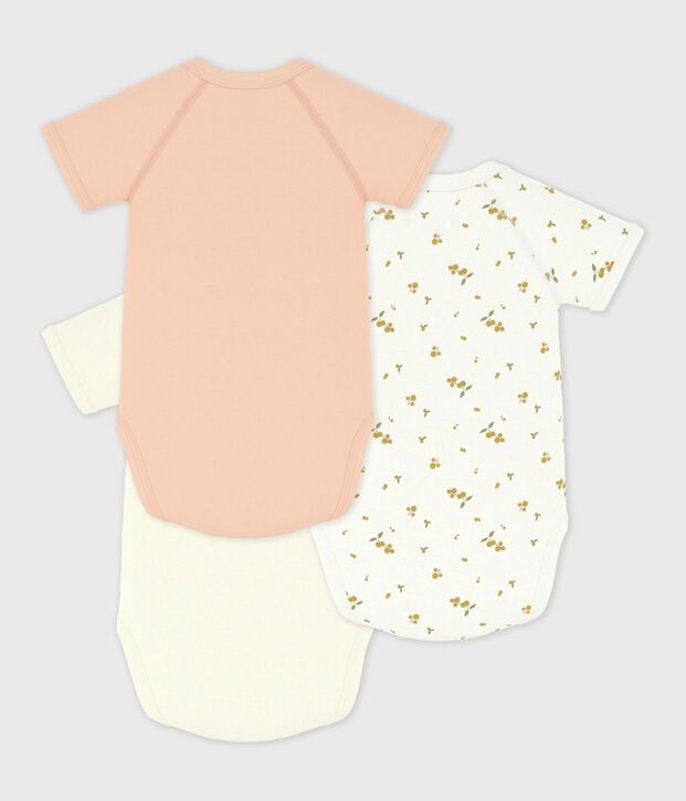 Juego de bodies cruzados y estampados de manga corta de algod&oacute;n para beb&eacute; multicolor