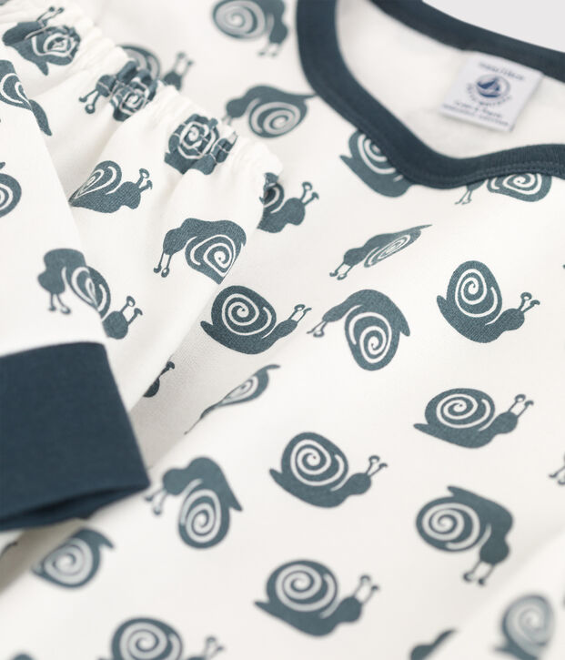 Pijama de felpa con motivo de caracol para ni&ntilde;o/ni&ntilde;a blanco/gris
