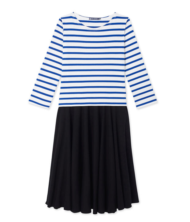 Robe femme trompe l'&oelig;il blanco/azul