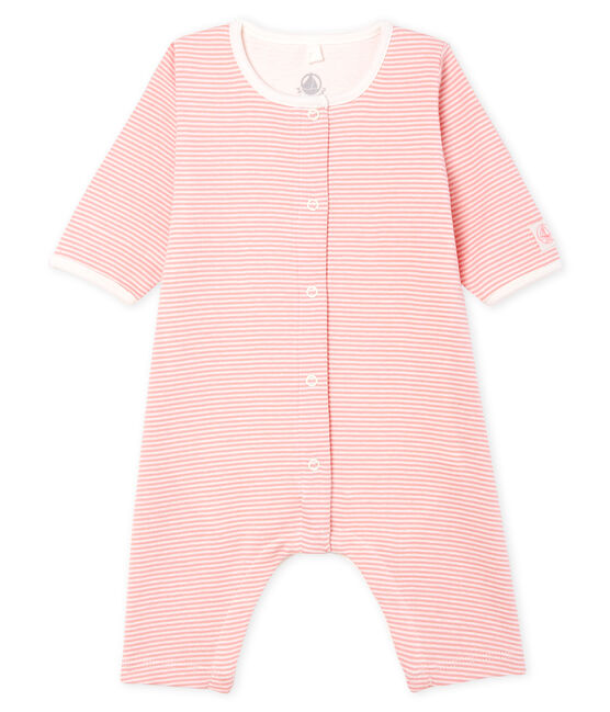 Bodyjama sin pies para bebé niña de punto rosa CHARME/blanco MARSHMALLOW