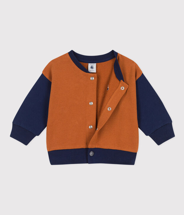 Chaqueta teddy de felpa para beb&eacute; marron/azul