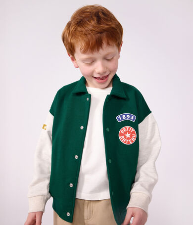 Chaqueta teddy infantil lisa colorblock de algod&oacute;n