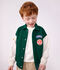 Chaqueta teddy infantil lisa colorblock de algod&oacute;n verde/beige