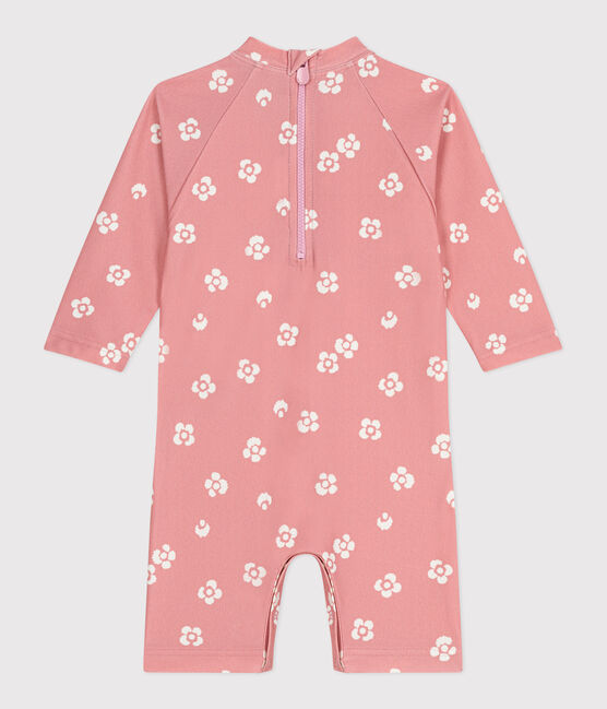 Mono anti UV con estampado de flores para bebé rosa CHARME/blanco MARSHMALLOW