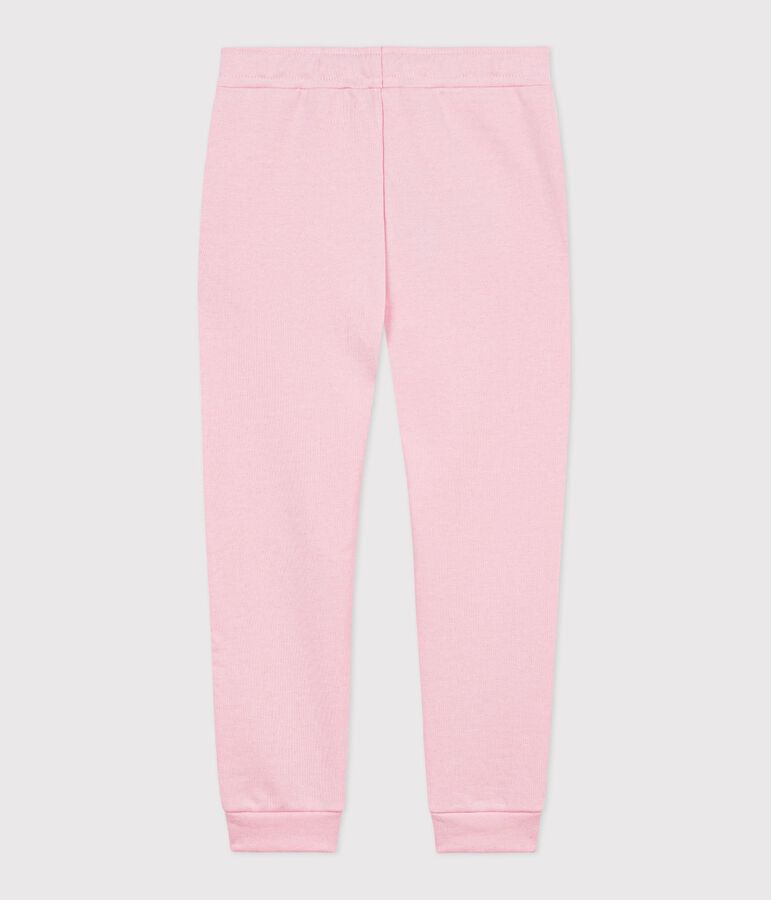Pantal&oacute;n infantil de jogging liso de algod&oacute;n rosa