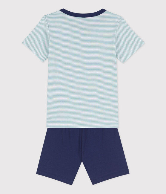 Pijama corto de algodón de explorador para niño azul CHALOUPE/blanco MULTICO