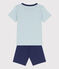 Pijama corto de algodón de explorador para niño azul CHALOUPE/blanco MULTICO