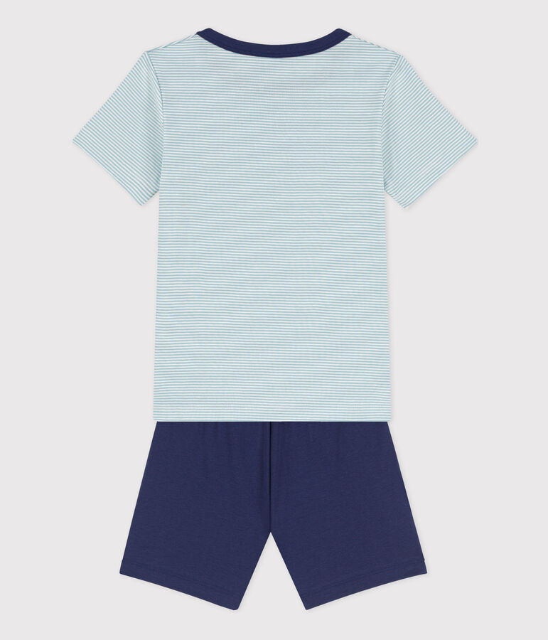 Pijama corto de algod&oacute;n de explorador para ni&ntilde;o azul CHALOUPE/blanco MULTICO