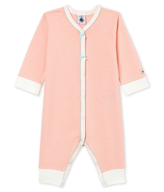 Pelele de punto para beb&eacute; ni&ntilde;a rosa/blanco