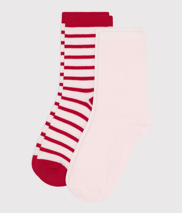 2 pares de calcetines de algod&oacute;n a rayas para ni&ntilde;a multicolor