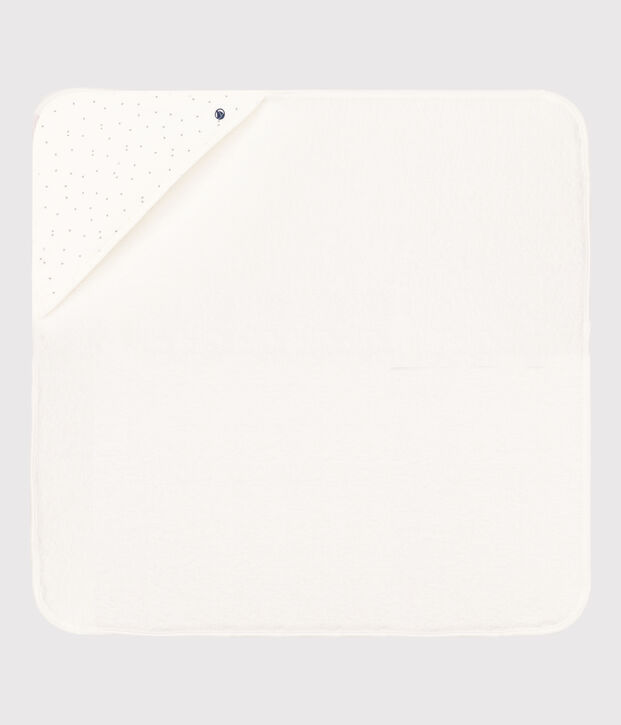 Capa de ba&ntilde;o de rizo blanco/gris