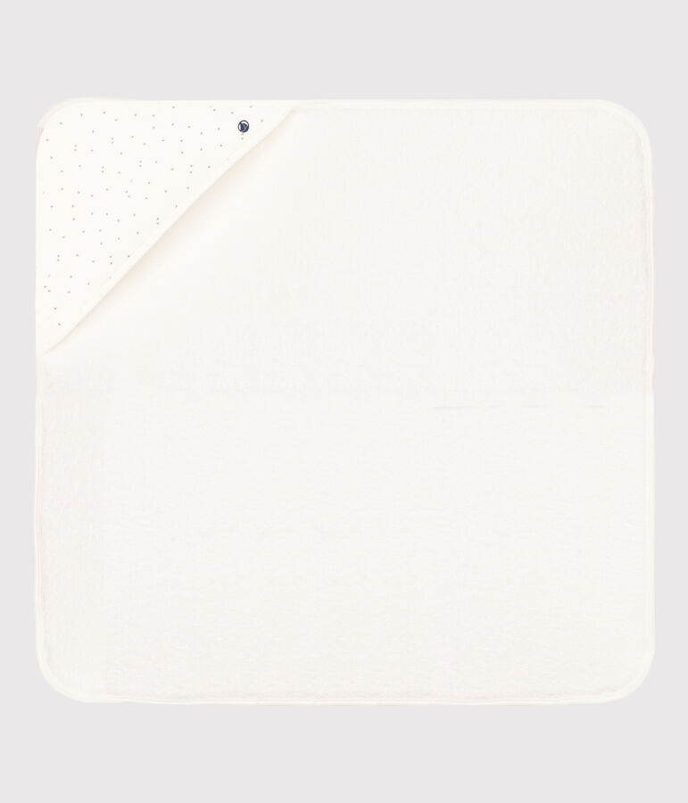 Capa de ba&ntilde;o de rizo blanco/gris