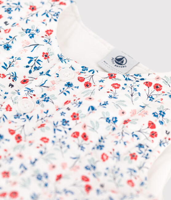 Chaqueta sin mangas de popelina con estampado de flores para bebé blanco MARSHMALLOW/blanco MULTICO