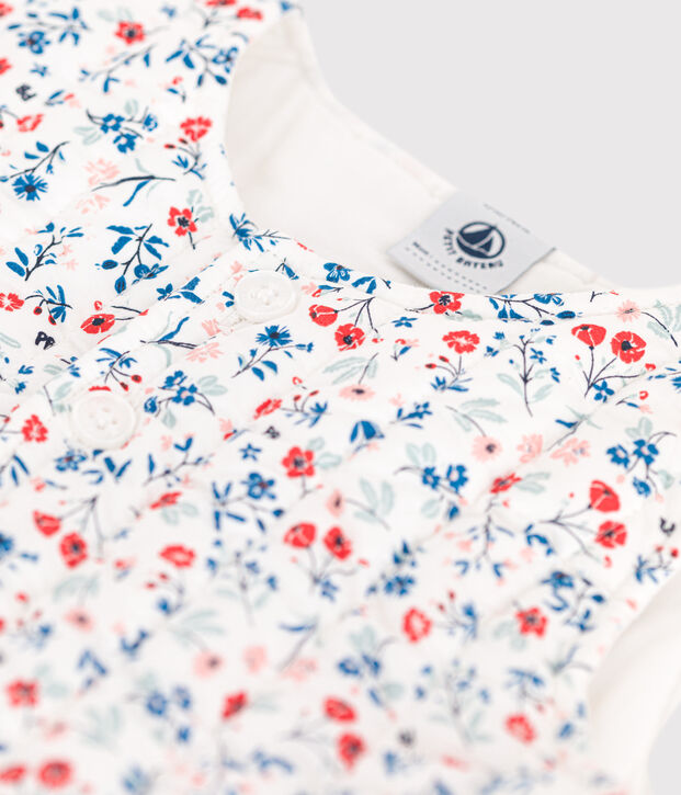 Chaqueta sin mangas de popelina con estampado de flores para beb&eacute; blanco/multicolor