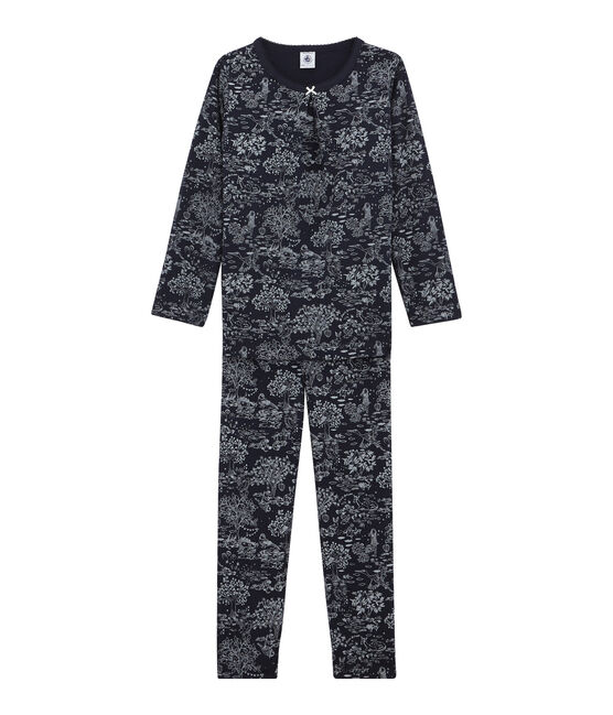 Pijama para niña azul SMOKING/blanco ECUME
