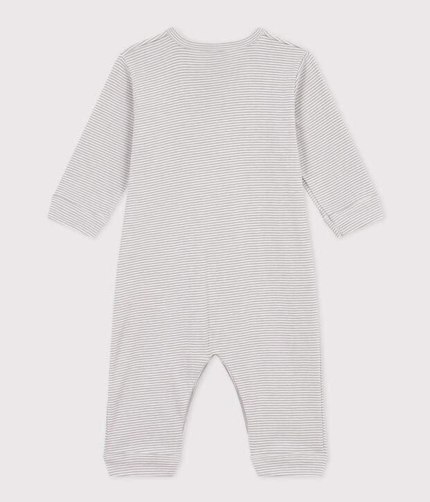 Pijama sin pies de algod&oacute;n milrayas para beb&eacute; gris/blanco