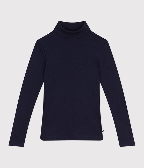 Camiseta de cuello alto Icónica de lana y algodón para mujer azul SMOKING