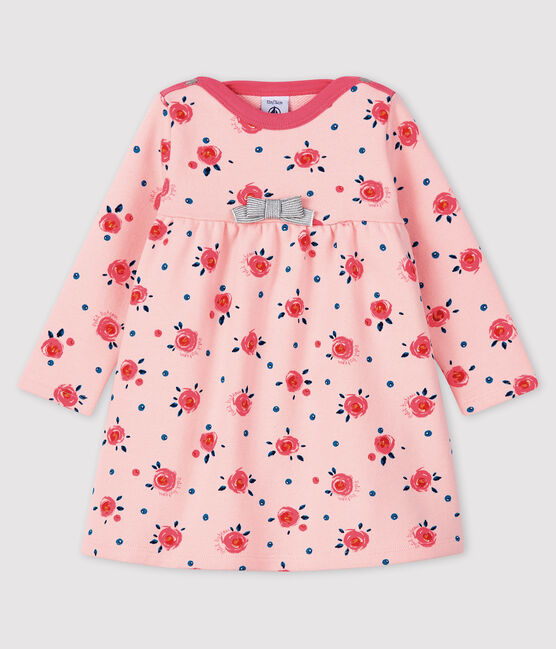 Vestido de manga larga para bebé niña rosa MINOIS/blanco MULTICO