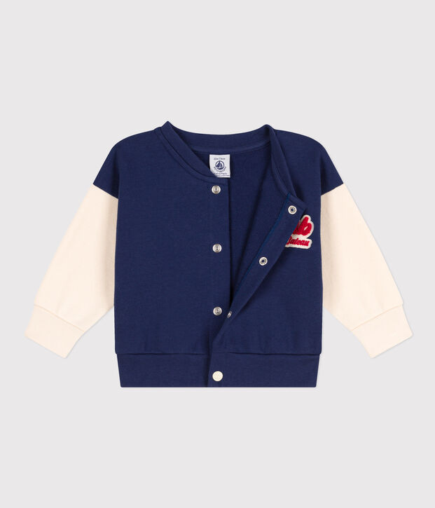 Chaqueta teddy de mulet&oacute;n para beb&eacute; azul/crudo